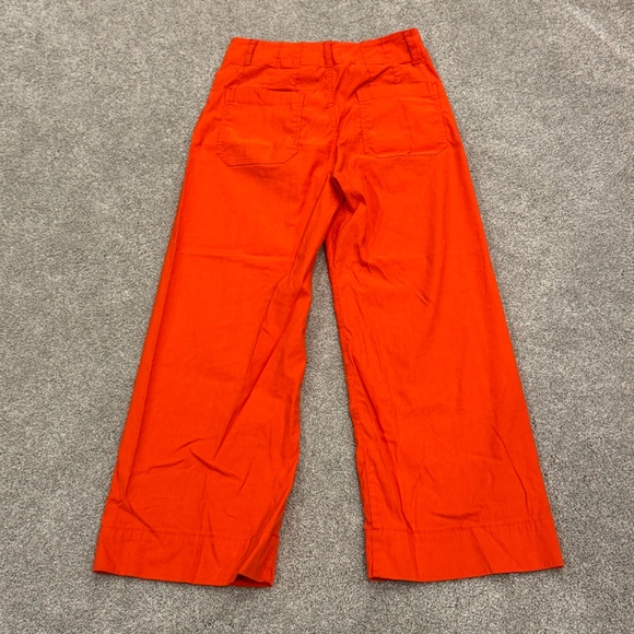Anthropologie Maeve Colette High Rise Wide Crop Leg Pants Linen Orange size 28 - Picture 4 of 10